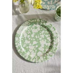Assiette de présentation de luxe en métal émaillé vert sarcelle effet marbre, ronde de 13 pouces, en acier inoxydable, pour la décoration de table de mariage, événement ou fête - Product Image 3