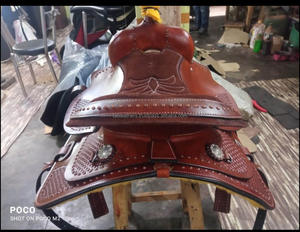 Selle en cuir véritable Siège pour cheval Selle de cheval confortable Selle de randonnée Western Pleasure pour une conduite confortable - Product Image 5