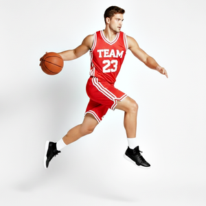 Ensemble d'uniformes de basketball OEM de qualité supérieure, couleur rouge, maillot sans manches respirant avec short, séchage rapide, tissu sergé, personnalisable - Product Image 3