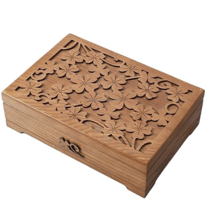 Natural <b>Wooden</b> Hand Carved Storage and Jewelry Box Sustainable Square - Product Image 6