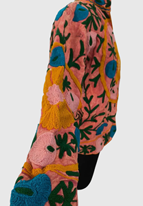 Veste à col mandarin en coton brodée à la main avec des motifs floraux, manches longues, longueur normale, pour femmes adultes, style Prairie Chic, idéale pour le printemps - Product Image 3