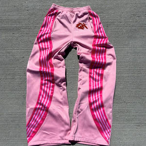 TITAN TREAD WEAR Pink <b>Men's</b> Sweatpants Stripes Embroidery Elastic Waist Casual Breathable Fleece Knitted <b>Pants</b> Winter Style 100% - Product Image 5