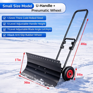 Pelle à neige en acier de 30 po de large x 17 po de haut avec roues de 10 po, manche réglable, pelle à neige en acier OEM Vietnam ODGWTO012 - Product Image 1