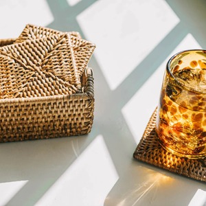 Indian Rattan Handmade Wooden Coaster Available in Many Colours for Home Decoration Resin Coaster - Product Image 2