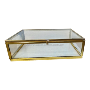 Caja de joyería ecológica de latón y vidrio, estuche transparente para anillos y collares, organizador para tocador. - Product Image 1