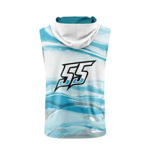 เสื้อฟุตบอลเด็กชายแบบไม่มีแขนพิมพ์ลายคลื่น 7v7 พร้อมฮู้ด ลายกราฟิกปลาโลมาแบบซับลิเมชั่น  โลโก้ทีมแบบกำหนดเอง หมายเลขผู้เล่น เสื้อผ้าสำหรับวัยรุ่น - Product Image 2