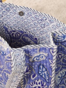 OEM Assorted Blue Indigo Floral Quilted Cotton Tote <b>Bag</b> - Eco-Friendly <b>Boho</b> Reusable Shopper - Product Image 3