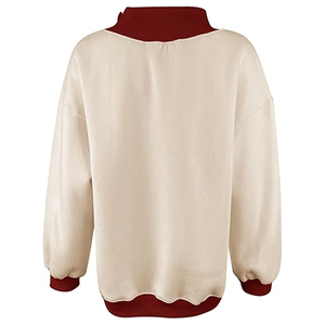Sweat-shirt décontracté à col roulé imprimé pour femme, manches longues, 100 % coton molletonné, couleurs unies, respirant, automne - Product Image 6