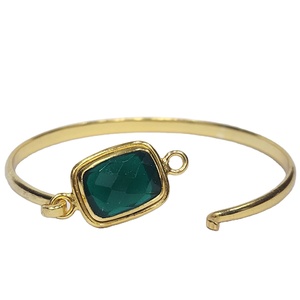 Argent Sterling 925 Plaqué Or Excellente Qualité Améthyste Verte À Facettes Pierre Précieuse À La Main Designer Vintage Bracelet - Product Image 1