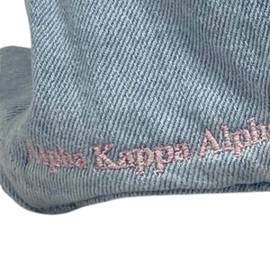 AKA 1908 Light Denim Hat Green Embroidered Letter Baseball <b>Cap</b> Adjustable Washed Denim Headwear Casual Fashion <b>Vintage</b> Style <b>Cap</b> - Product Image 2