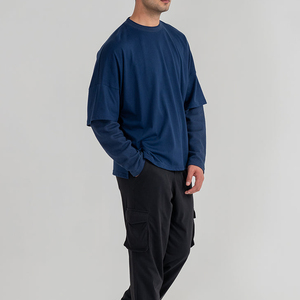 Camiseta de Alta Calidad para Hombre, Manga Larga, Estilo Urbano, Hip Hop, Doble Manga, Transpirable, Ecológica, 100% - Product Image 3