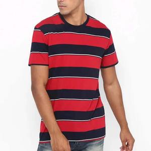 Camiseta Deportiva a Rayas con Cuello Redondo y Ribete en Amarillo y Azul, Estilo Casual, Totalmente Personalizable, en Oferta, para Hombre - Product Image 4