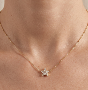 Manufacturing Celestial Round Lab Grown Diamond Star Necklace 14K 18K <b>Solid</b> <b>Gold</b> Dainty Minimalist <b>Pendant</b> Necklace Gift for Her - Product Image 5