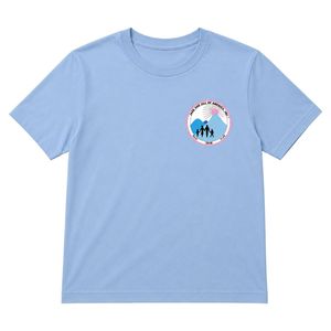 Camiseta Azul de Manga Corta con Cuello Redondo para Adolescentes, con Diseño Gráfico Pequeño en Vinilo, para la Escuela, Uso Diario, Ropa Cómoda para la Calle - Product Image 1