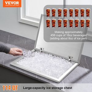 Contenitore per Ghiaccio Commerciale in Acciaio Inox 28"L X 20"W X 17"H, Vasca per Bevande da Esterno 40 qt con Coperchio a Cerniera - Product Image 2