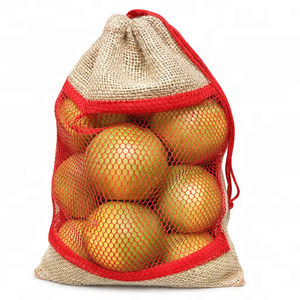 Custom Logo Eco-Friendly Jute Mesh <b>Pouch</b> Bag Biodegradable <b>Drawstring</b> Sack Silk Screen Printed Fruit Gift Spice Packaging - Product Image 5