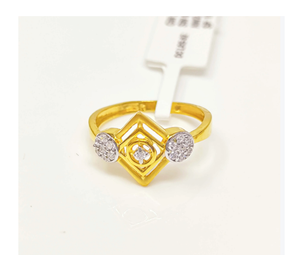 Luxurious 22k Solid Gold Geometric Square <b>Ring</b> Authentic Fine Gold Jewelry for Women Elegant Two Tone CZ Stone <b>Finger</b> <b>Ring</b> - Product Image 1
