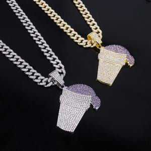 Collar con Colgante de Dibujos Animados de Helado en Aleación, Joyería de Moda Hip-Hop para Hombres y Mujeres, Colgante de Diamante Moissanita - Product Image 1