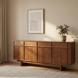 Commode en bois Zevan écologique avec finition naturelle, table de toilette en bois massif artisanale pour projets hôteliers et d'appartements - Product Image 6