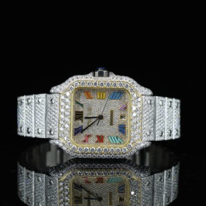 นาฬิกาข้อมือสแตนเลสสตีลหรูหรา ระบบออโตเมติก ดีไซน์ฮิปฮอป ประดับเพชร VVS มอยส์ซาไนต์  หน้าปัดสี่เหลี่ยม ขนาด 12 มม. ผ่านการทดสอบเพชร - Product Image 5