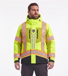 custom reflective safety <b>jacket</b> men royal blue black color block <b>hi</b> <b>vis</b> <b>orange</b> tape workwear waterproof warm winter padded coat - Product Image 6