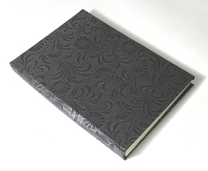 Glue Bound Recycled Handmade Cotton Paper Black Color Sheet With Foil Print Hardcover Notebook-Gift - Product Image 1