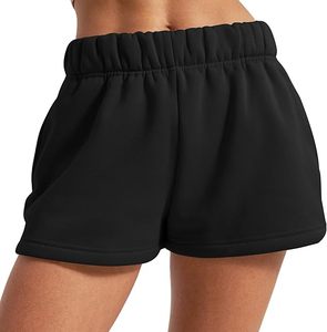 Women Fleece Shorts Casual Loose Fit Above Knee Solid Color Breathable Cotton Shorts for Daily <b>Wear</b> - Product Image 1