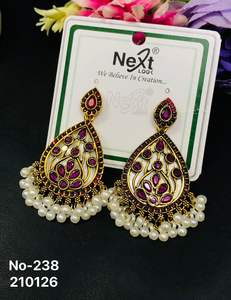 Latest Designer Indian Wholesale Jewelry Chandelier <b>Earrings</b> New Collections Women's Stylish Trendy Geometric Party <b>Earrings</b> - Product Image 3
