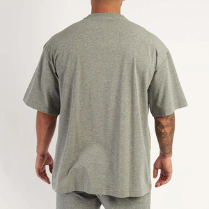 Men's Oversized Gray Cotton T-Shirt Loose Fit Casual Short Sleeve Solid Color Plus Size Summer Wear - Product Image 3