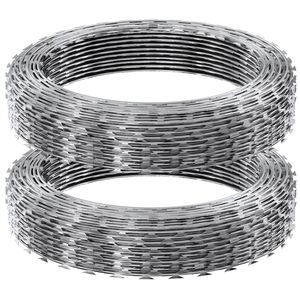 Filo Spinato Zincato a Doppia Spirale da 5mm di Diametro, 98 Piedi x 2 Rotoli, Recinzione in Filo Spinato - Product Image 1