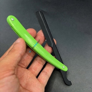 Rasoir de barbier droit à manche en plastique, rasoir de rasage durable, couteau pliant à lame fixe avec logo personnalisé - Product Image 1