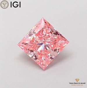 เพชรทรงปริ้นเซส 1.01 กะรัต รับรองโดย IGI สีชมพูสดใสแฟนซี ความสะอาดระดับ VS1 เพชร CVD ที่เพาะเลี้ยงในห้องปฏิบัติการ สำหรับงานออกแบบเครื่องประดับระดับมืออาชีพ - Product Image 1