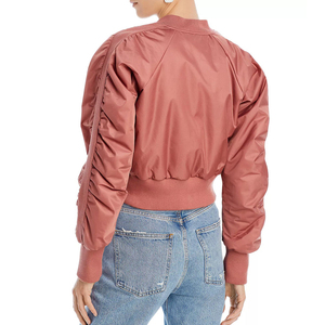 Custom Ladies Model Wear Fashionable Stylish Breathable Embroidery Letter Custom Logo Nylon Canvas Windproof Eco-Friendly Bomber - Product Image 3