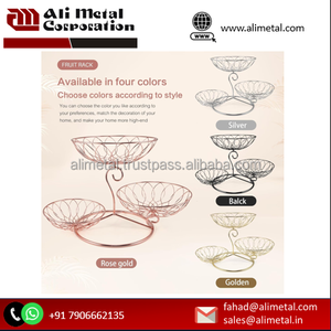 Panier en métal doré à double bol pour placer les fruits et légumes dans les maisons et les cuisines Personnalisable - Product Image 6
