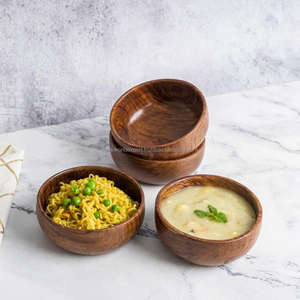 Mini bol en bois d'acacia de petite taille de luxe Ustensile de service écologique pour condiments sauce trempette noix fruits apéritif collations FWE - Product Image 6