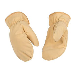 Gants en cuir double face en peau de mouton bouclée, couleur vin rouge, chauds pour l'hiver, en promotion, avec support d'échantillon - Product Image 1