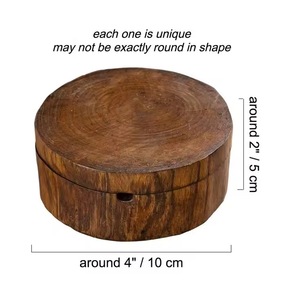 Cendrier rond en bois avec couvercle, porte-cigares en bois massif, design rétro, décoration d'intérieur - Product Image 2
