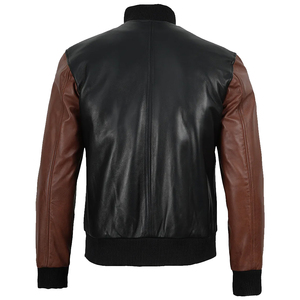 2026 Wholesale City Professional Genuine Leather Men's Jacket Durable High Quality <b>Stand</b> Collar Front Logo High Street Windproof - Product Image 3