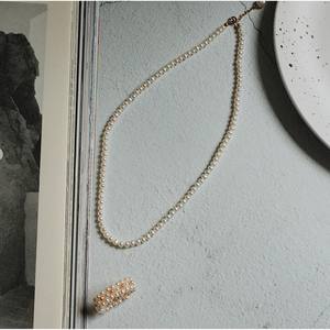 Collier pour femme en perles d'eau douce naturelles de 3-4 mm, grains de millet, lumière intense, petit collier de luxe en or 18 carats - Product Image 4