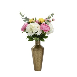 Juego de 2 jarrones decorativos vintage con acabado plateado, huecos, con diseño floral, hechos a mano, de aluminio, para la decoración del hogar y la sala de estar. - Product Image 4