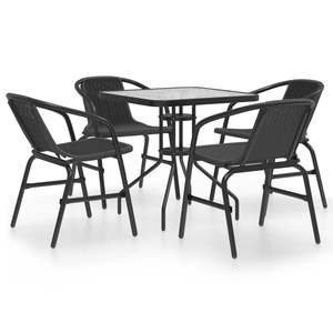 Juego de Comedor Apilable de Acero Negro de 5 Piezas para Jardín - Product Image 1