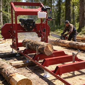 Scierie portative de 32 pouces, scierie de 15 CV avec moteur à essence de 420 cm³, coupe de 32 pouces de diamètre et de 188,74 pouces de longueur, construction en acier robuste - Product Image 5