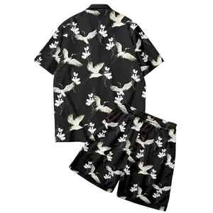 Conjunto Deportivo GENERSA para Hombre, Camisa de Manga Corta de Pana Negra Sólida Sin Elástico, Pantalones Cortos con Cintura Elástica, Ligero, Transpirable, Casual - Product Image 2