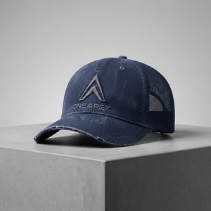 Gorra de béisbol tipo trucker de malla Custom One Apex con logo bordado, de algodón lavado, ajustable, unisex, estilo streetwear. - Product Image 5