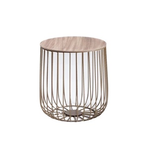 Wooden Natural Top Gold Wire Design Coffee Table High Quality Livingroom Furniture <b>Centre</b> Console Table in Wholesale Price - Product Image 1