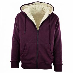 Sweat-shirt à capuche unisexe d'hiver entièrement zippé, doublé en sherpa, en polaire épaisse et chaude, en coton lourd, personnalisable, vente en gros - Product Image 2