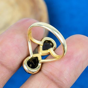 Handmade Natural Black Copper Shungite Gemstone Ring 18k Gold Micron Over 925 Sterling Silver - Product Image 4