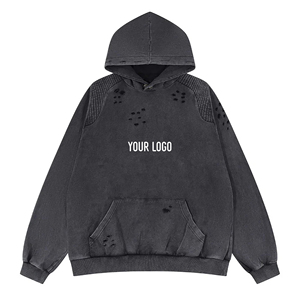 Nouveauté 2026 Sweat à capuche oversize pour homme, effet usé, manches raglan, streetwear, personnalisable OEM ODM - Product Image 4