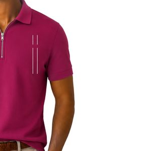 Polo de Hombre Color Marrón Mostaza con Cierre, Diseño de Logotipo Personalizado, Manga Corta, Mezcla de Algodón Premium, Polo de Golf Casual de Lujo - Product Image 3