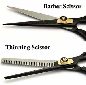 Ciseaux de coiffure professionnels noirs enduits pour la coupe et l'effilage des cheveux, rasoir de barbier de sécurité, peigne de coiffure, ensemble de ciseaux standard - Product Image 4